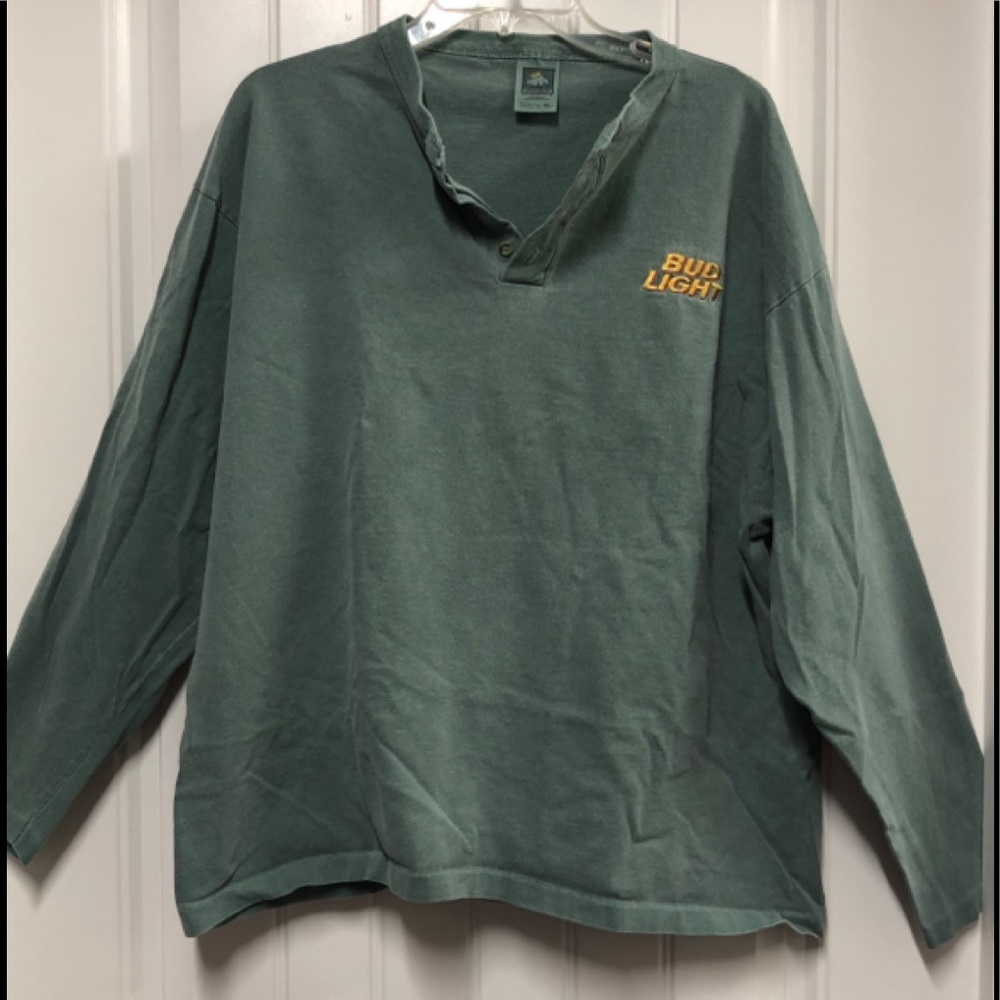 ❄️ Vintage Bud Light Large Long Sleeve Henley